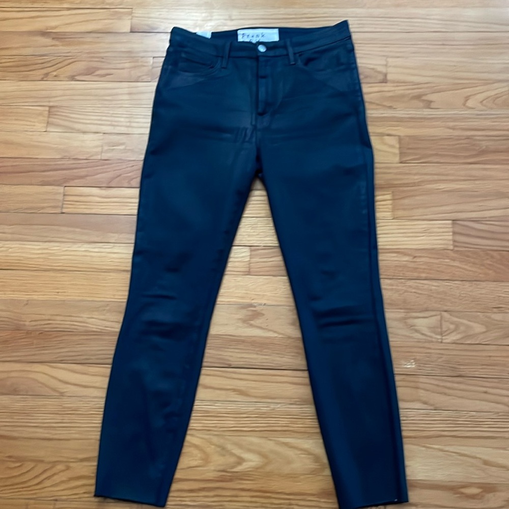 Frank &‎ Eileen Sligo Coated blue  Waxy Denim Jeans Womens Size 28
